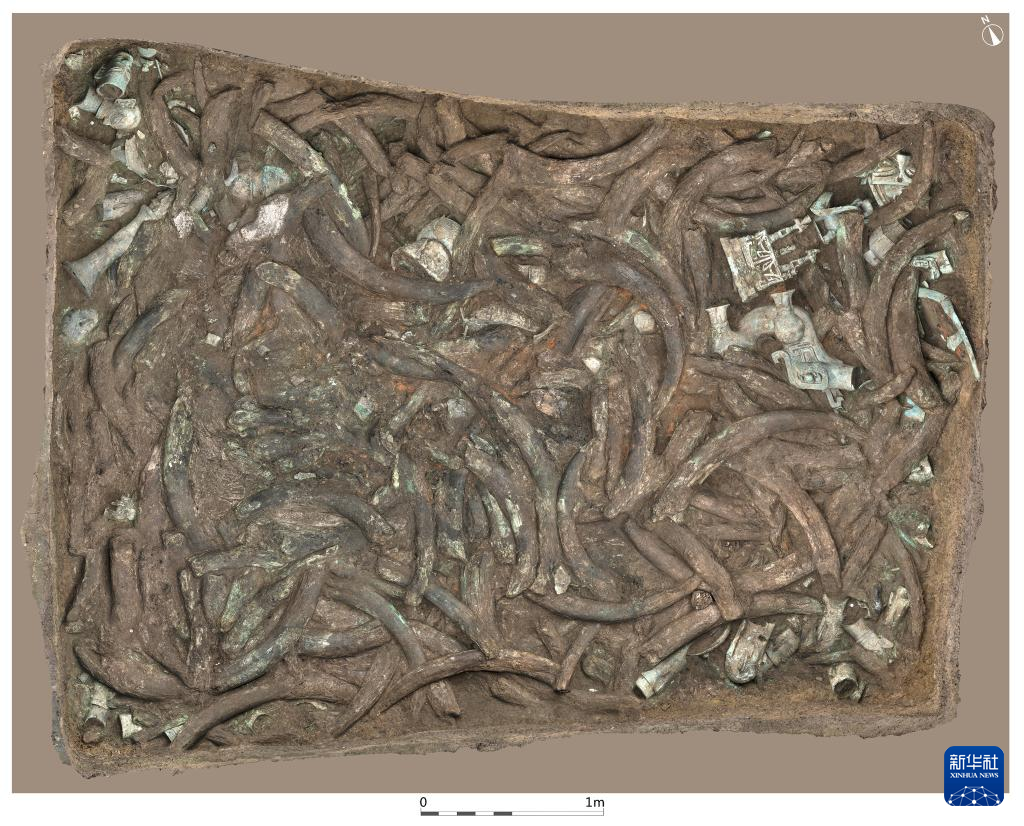 四川廣漢市三星堆商代遺址八號坑（資料圖）。