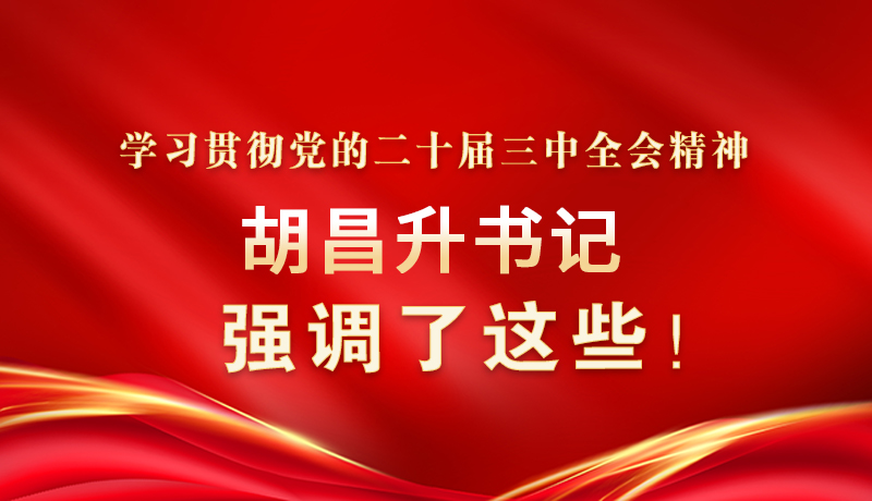 圖解|學(xué)習(xí)貫徹黨的二十屆三中全會精神 胡昌升書記強(qiáng)調(diào)了這些！